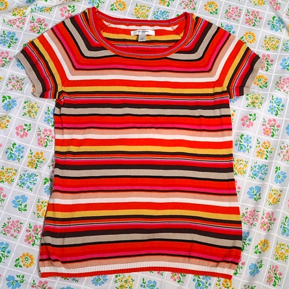 Liz Claiborne y2k orange stripe knit top - Picture 5 of 6